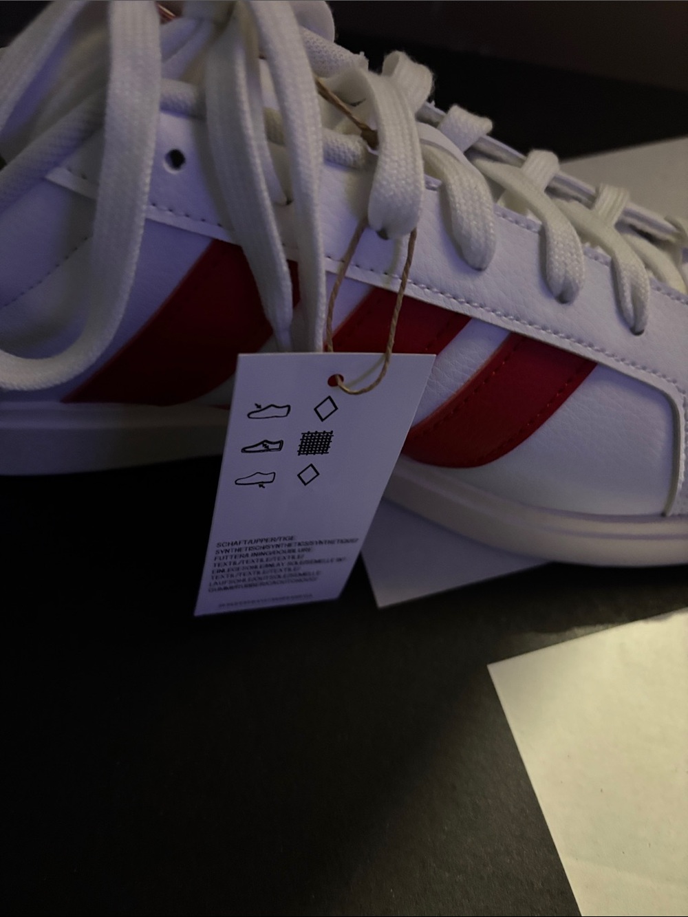 adidas White Sneakers with Red Three-Stripes Accent - Picture 7 of 7